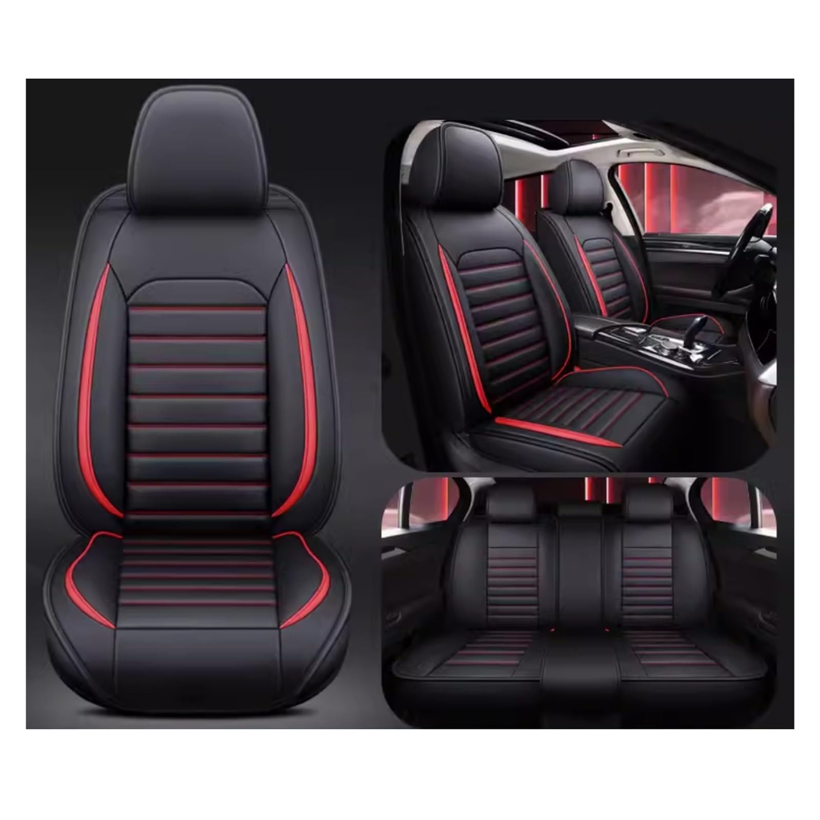 DUBOM Full Set Auto Sitzbezüge für Mazda CX-3 CX-4 CX-7 CX-9 MX-5 RX-8, Wasserdichter Leder-Autositzbezug, Seasons Protectors VerschleißFest, 5-Sitzer Autositzbezug Universal (Color : C(Red)) von DUBOM