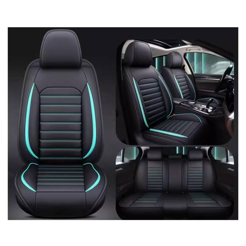 DUBOM Full Set Auto Sitzbezüge für Vw T-ROC 2018-2024, Wasserdichter Leder-Autositzbezug, Seasons Protectors VerschleißFest, 5-Sitzer Autositzbezug Universal (Color : B(Blue-Green)) von DUBOM