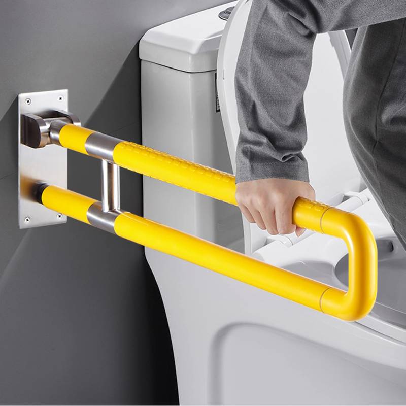 DUBTEDHOU Faltbare Wandunterstützungsbahnen, Rahmenstützgeländer Edelstahl-Toilettenhandläufe Badezimmerstütze Behindertenhandläufe Sicherheitsgriff und Geländer for die Toilette(Yellow,70cm) von DUBTEDHOU