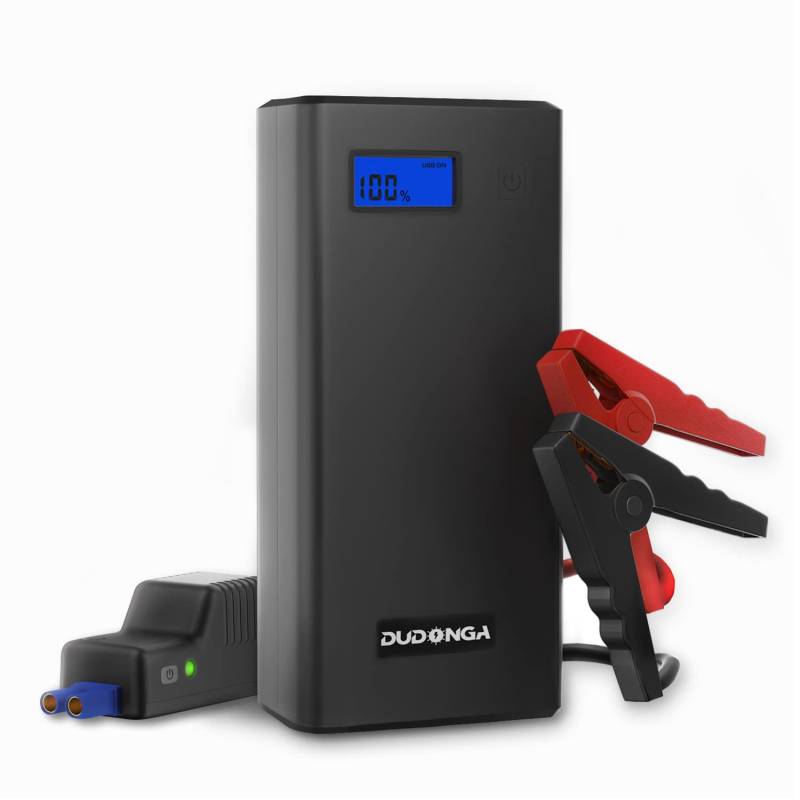 DUDONGA Starthilfe Powerbank, 1000A Spitzstrom Tragbare Auto Starthilfe (Für 7,0L Benzinmotor oder 5,5L Dieselmotoren) 12V Autobatterie Anlasser Starthilfegerät mit LED Taschenlampe (schwarz) von DUDONGA