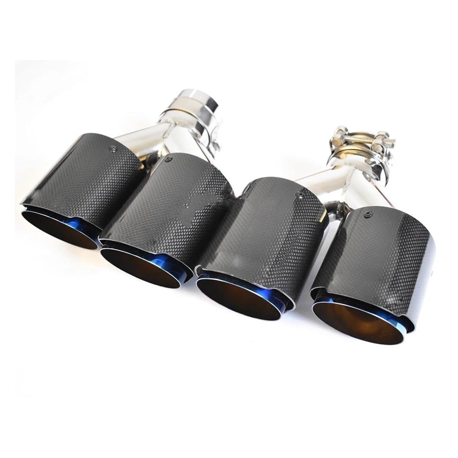 Auspuffrohr 2PCS Universal-Auspuffrohr Dual Y Style Carbon Fiber Glossy Blue Muffler Muffler Tip Auspuff Endrohr(51-89MM) von DUDUYANG