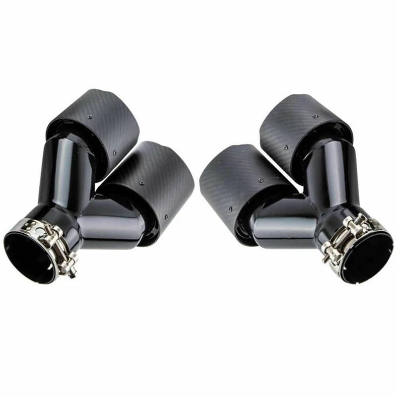 Auto Abgasrohr 2PCS Universal Double Out Auto Auspuffanlagen Carbon Faser Trim Spitze Rohr Rohr Schalldämpfer Dekoration Matt Schwarz Abgasrohr(51MM IN-76MM Out) von DUDUYANG