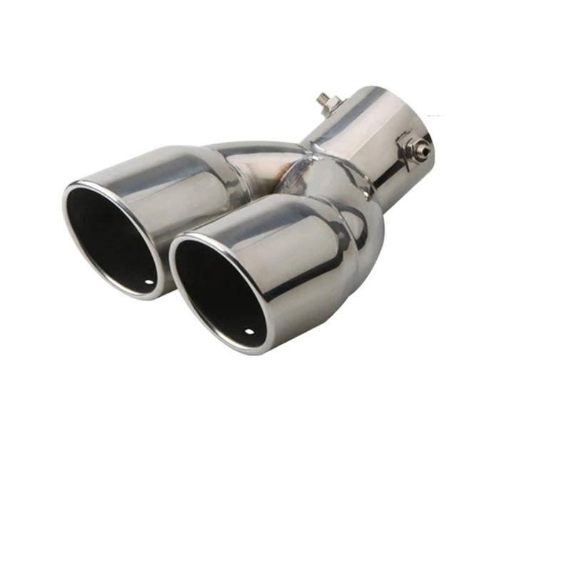 Auto Abgasrohr Universal 63mm Auto Auspuffrohr Einlass Doppel-Barrel Hinten Spitze Endrohr Schalldämpfer Auslässe Verdickt Edelstahl Abgasrohr(Silver Bend) von DUDUYANG