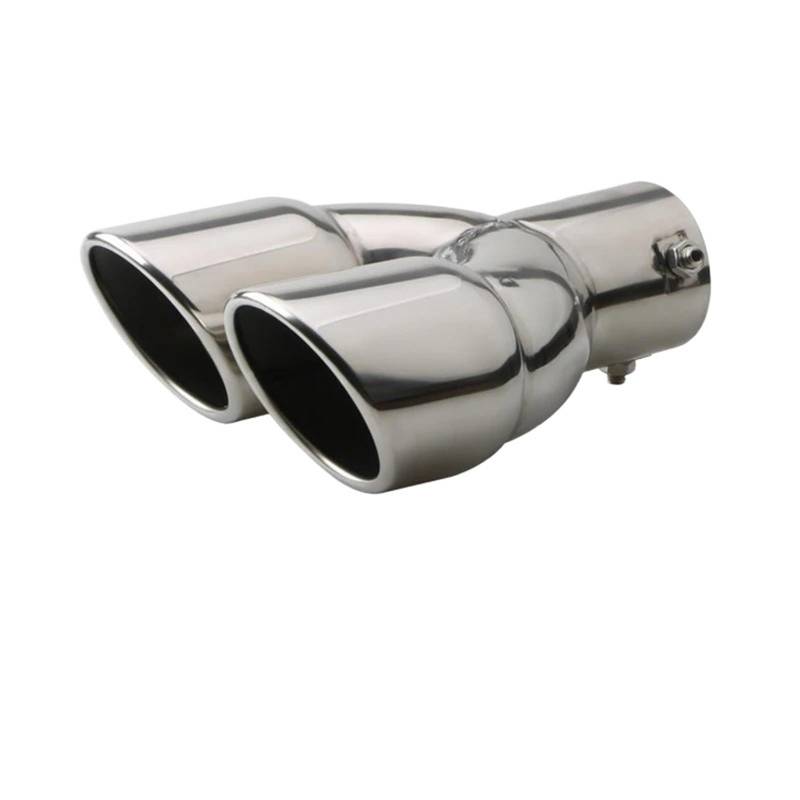 Auto Abgasrohr Universal 63mm Auto Auspuffrohr Einlass Doppel-Barrel Hinten Spitze Endrohr Schalldämpfer Auslässe Verdickt Edelstahl Abgasrohr(Silver Straight) von DUDUYANG