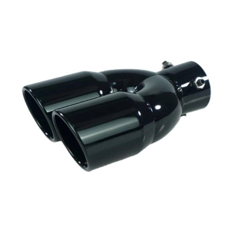 Auto Abgasrohr Universal 63mm Auto Einlass Doppel-Barrel Hinten Auspuff Spitze Endrohr Schalldämpfer Schwarz Auslass Edelstahl Abgasrohr(Black Z) von DUDUYANG