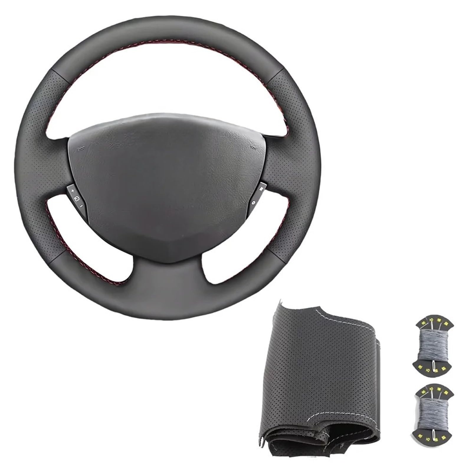 Auto-Lenkradabdeckung Für Clio 2 Für Twingo 2 Für Dacia Für Sandero 2001 2002 2003 2004 2005 2006 2007 2008 2009-2014 Mikrofaser Leder Lenkung Wrap Auto Lenkrad Abdeckung Lenkradabdeckung(Gray Thread) von DUDUYANG