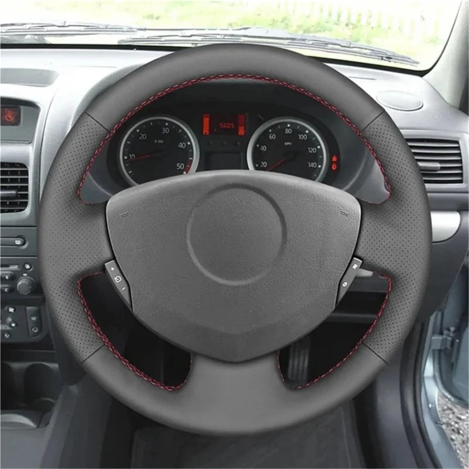 Auto-Lenkradabdeckung Für Clio 2 Für Twingo 2 Für Dacia Für Sandero 2001 2002 2003 2004 2005-2014 Mikrofaser Leder Lenkrad Abdeckung Griff Abdeckung Innen Auto Zubehör Lenkradabdeckung(Green Thread) von DUDUYANG