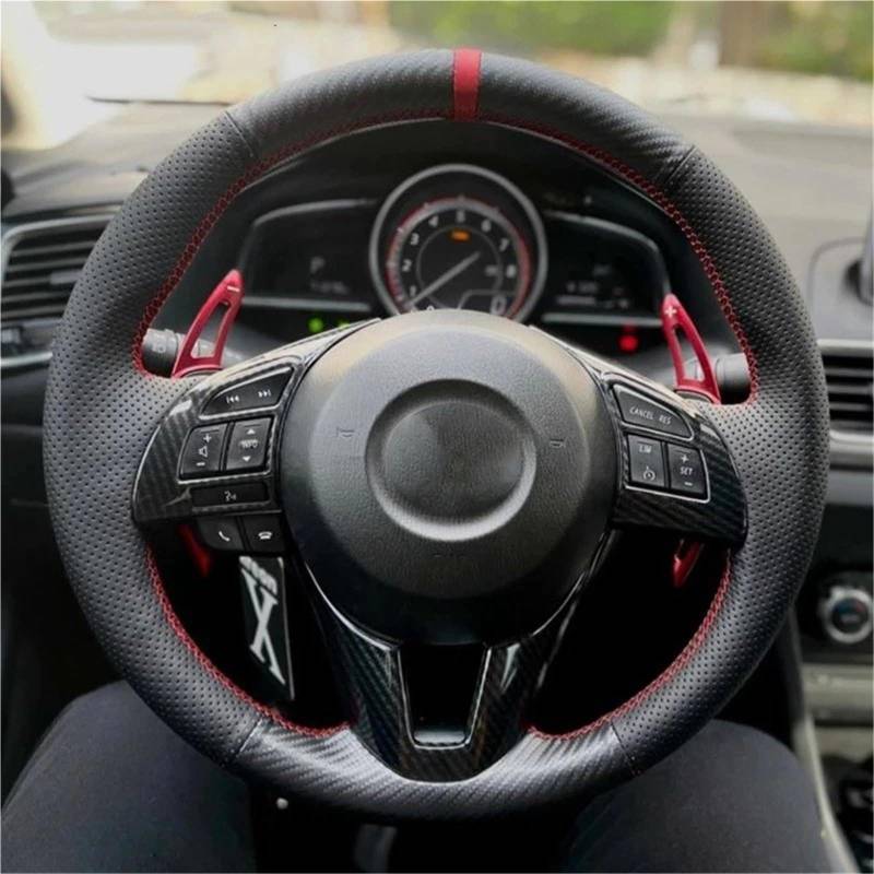 Auto-Lenkradabdeckung Für Mazda 3 Für Axela Für Mazda 6 Für Atenza Für Mazda 2 Für CX-3 Für CX-5 2013 2014 2015-2017 Auto Lenkrad Abdeckung Anti-Slip Auto Zubehör Lenkradabdeckung(Blue Thread) von DUDUYANG