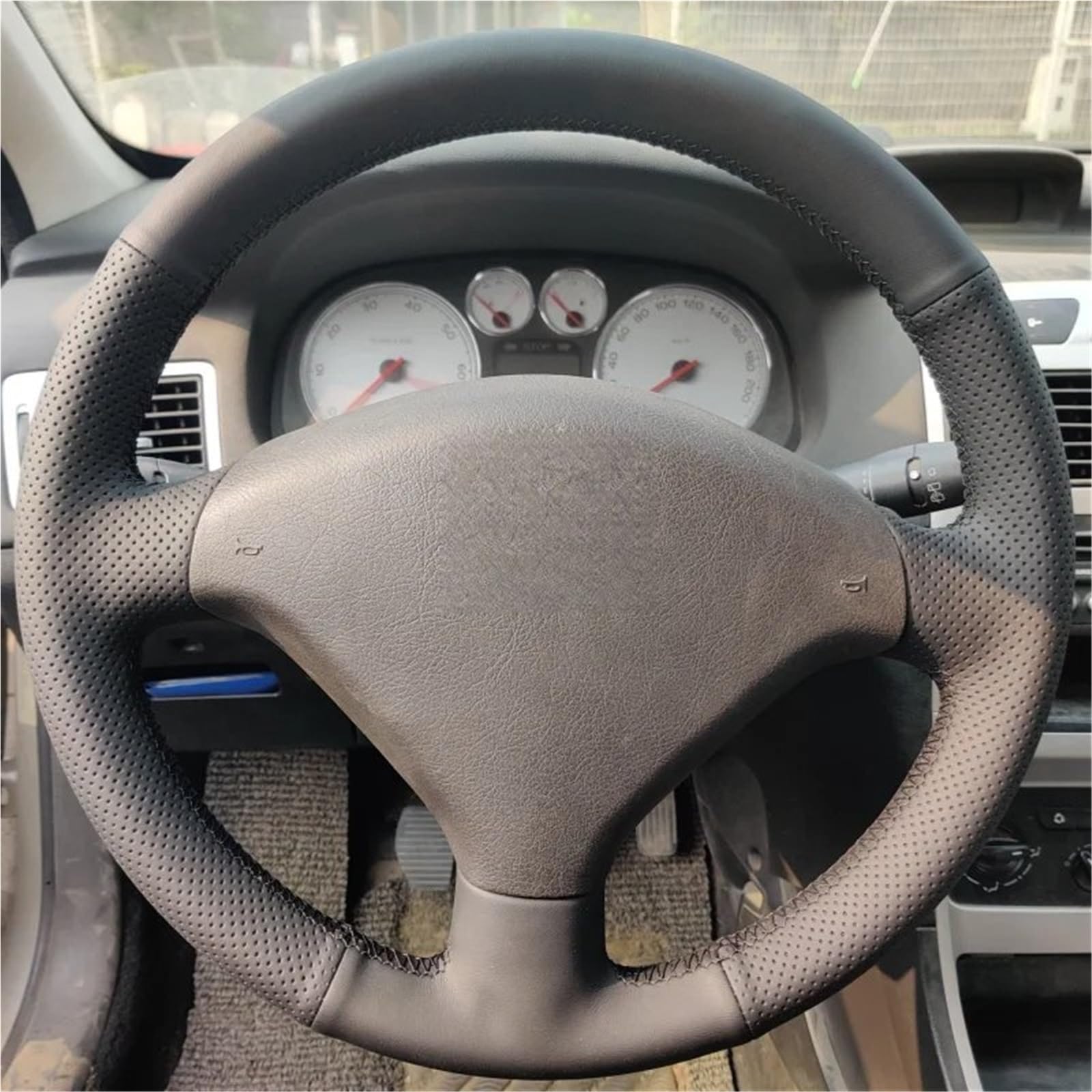 Auto-Lenkradabdeckung Für Peugeot 307 2001 2002 2003 2004 2005–2008 307 SW 2005–2008 Mikrofaser-Leder Auto-Lenkradabdeckung Griffabdeckung Innenausstattung Autozubehör Lenkradabdeckung(Orange Thread) von DUDUYANG