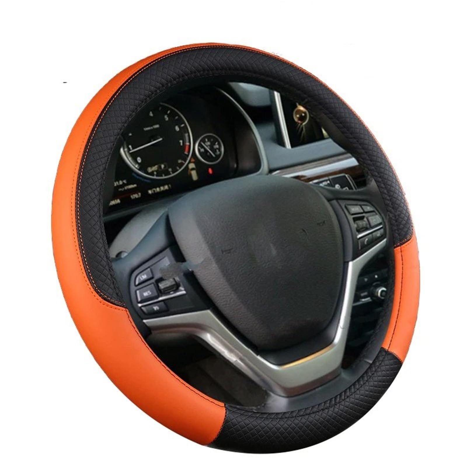 Auto-Lenkradabdeckung Sport Auto Lenkrad Abdeckungen Anti-Slip Leder Auto Lenkrad Abdeckung Auto-Styling Anti-fangen Halter Protor Lenkradabdeckung(Orange) von DUDUYANG