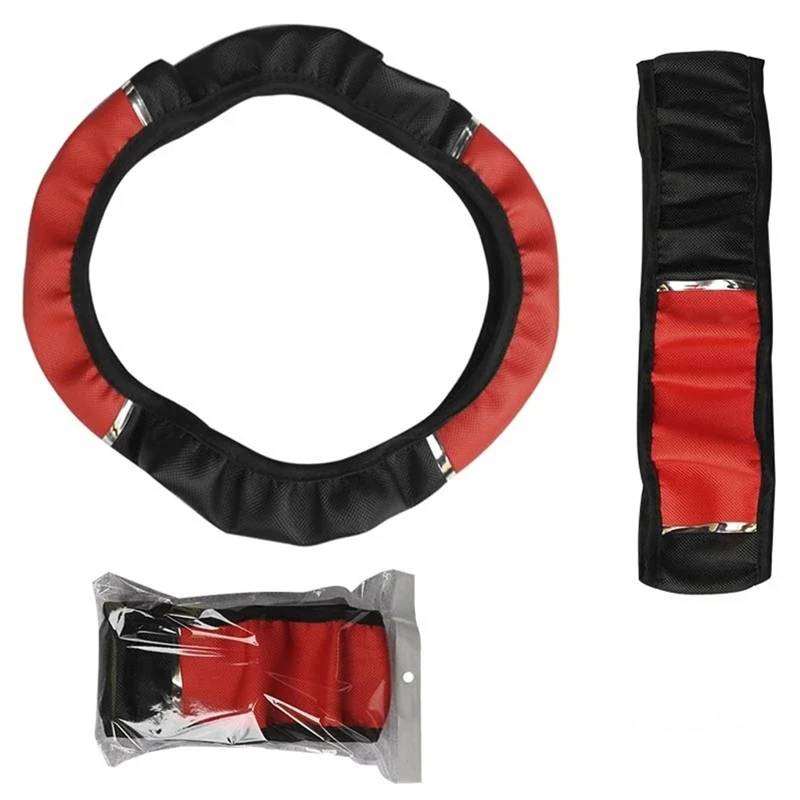 Auto-Lenkradabdeckung Universal Auto Lenkrad Geflecht Leder Anti-Slip 8 Farbe Auto Lenkrad Abdeckung Auto-Styling Auto Zubehör Lenkradabdeckung(Rot) von DUDUYANG