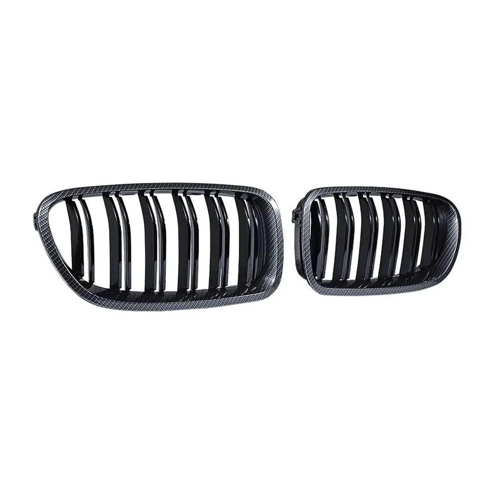 Front Kühlergrille 2 Stück Für 5er F10 F11 F18 2010–2017 Dual-Line-Renngitter Auto-Stil Glänzend Schwarz Vorne Nieren-Doppellamellen-Grill Auto Frontgrill(Carbon Look) von DUDUYANG