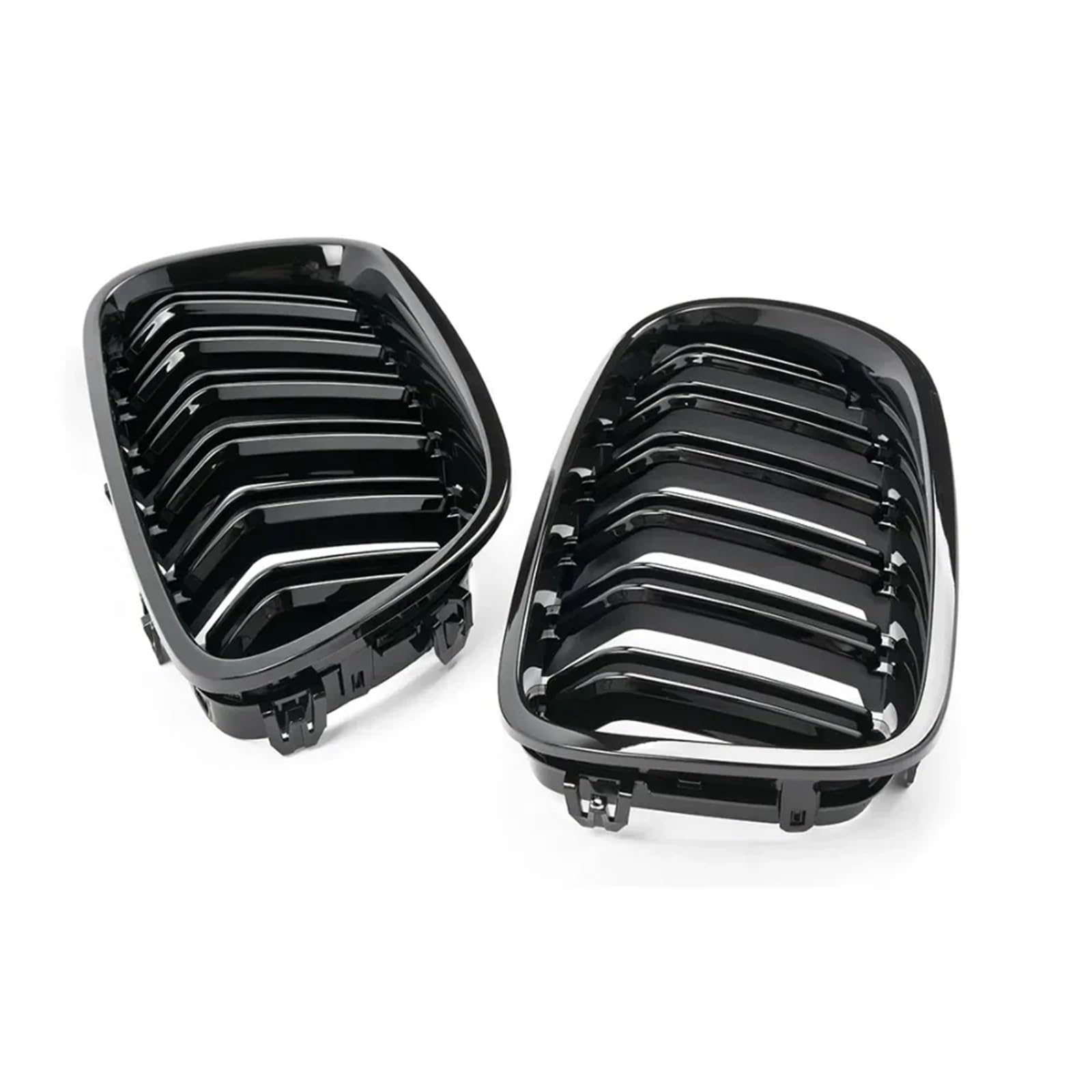 Front Kühlergrille 2 Stück Für 5er F10 F11 F18 2010–2017 Dual-Line-Renngitter Auto-Stil Glänzend Schwarz Vorne Nieren-Doppellamellen-Grill Auto Frontgrill(Glossy Black) von DUDUYANG