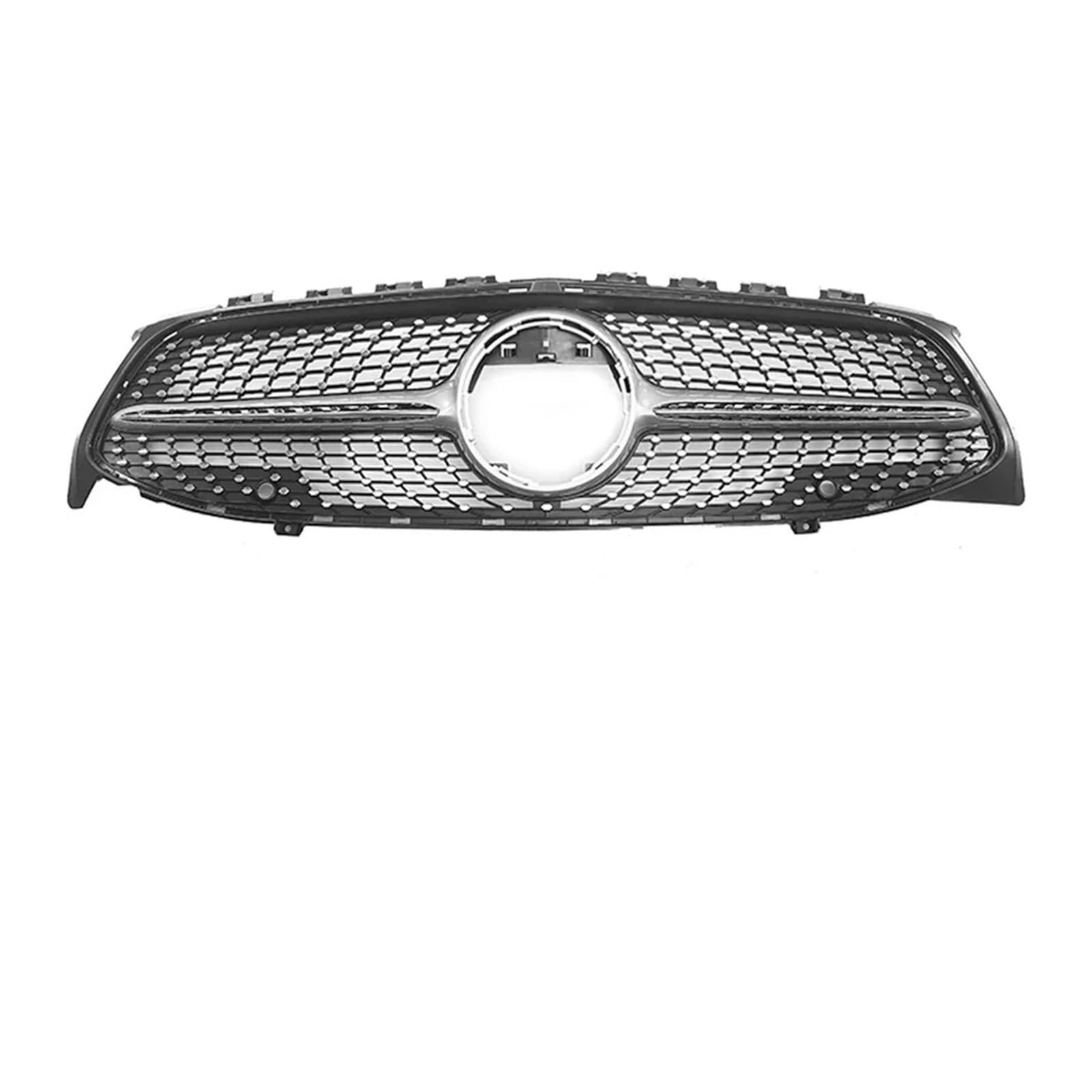 Front Kühlergrille Für Benz Für CLA Klasse 2020 2021 2022 2023 C118 Coupe W118 GT Kühlergrill Schwarz Silber Front Stoßstange Grill Auto Frontgrill(Diamonds-Silver) von DUDUYANG