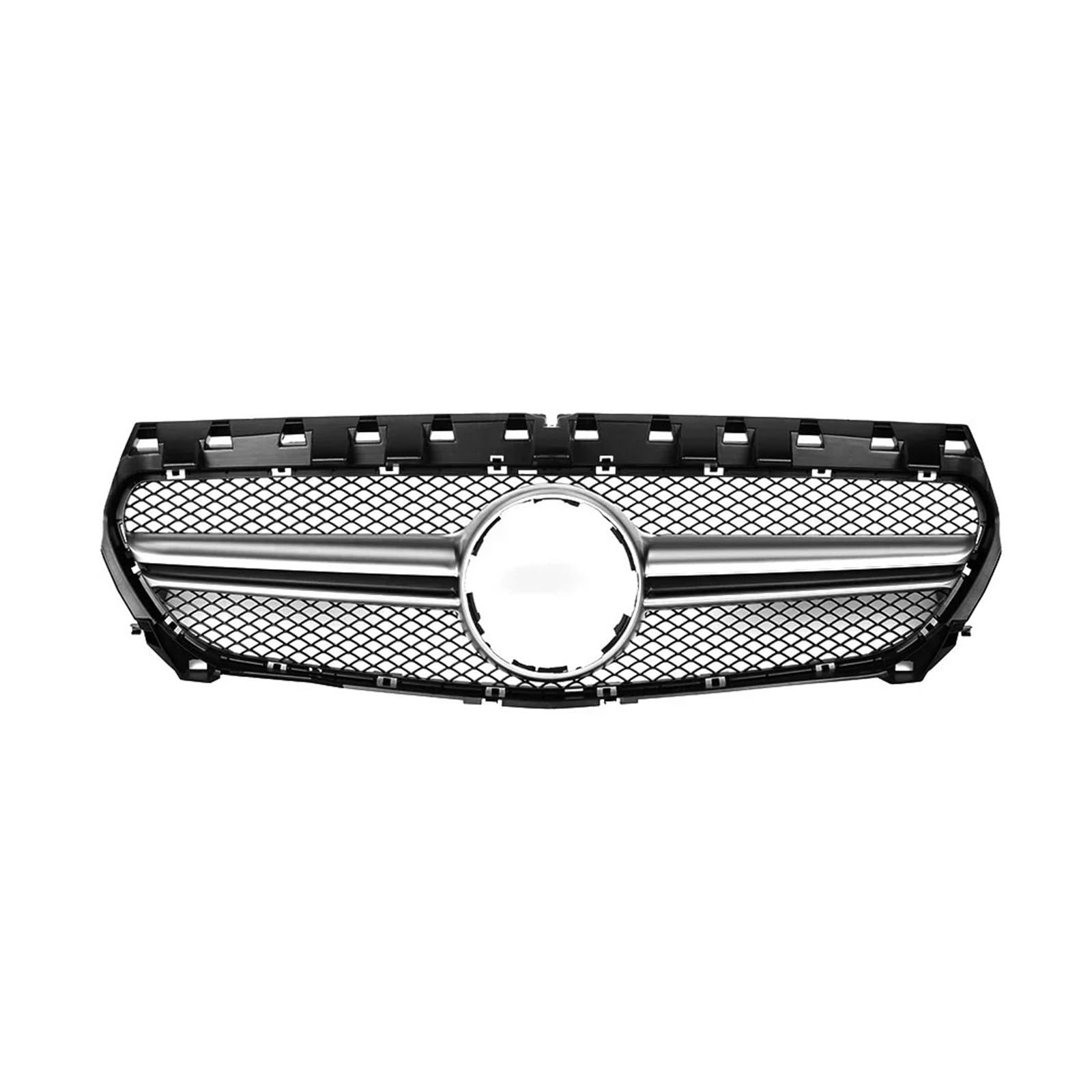 Front Kühlergrille Für Benz Für CLA-Klasse W117 CLA180 CLA200 CLA250 CLA45 Für AMG 2013-2019 Schwarz Für GTR Stil Kühlergrill Chrom Diamanten Stoßstange Grille Auto Frontgrill(A-Silver) von DUDUYANG