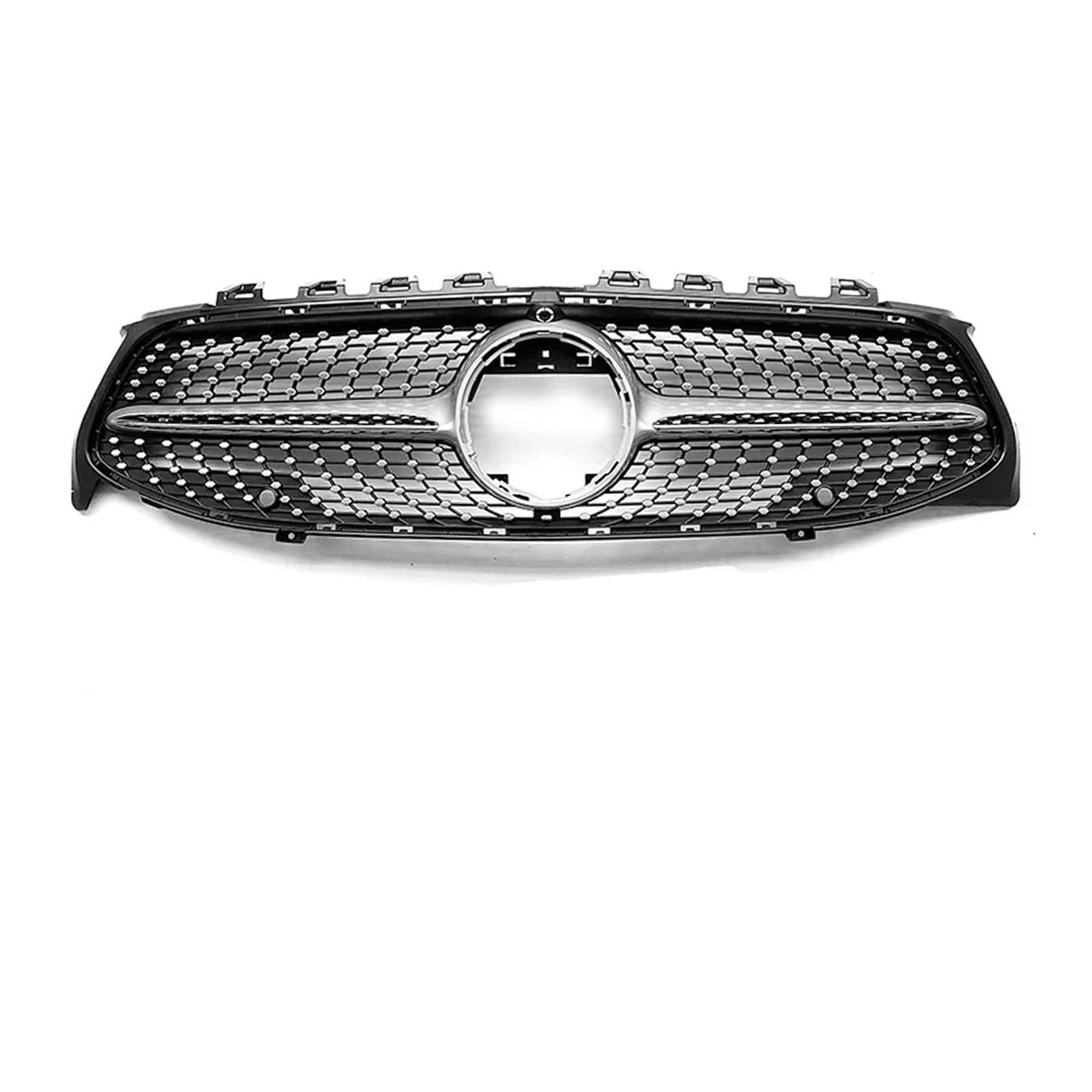 Front Kühlergrille Für Benz Für CLA-Klasse W118 CLA180 CLA200 CLA250 CLA35 Für AMG 2020 2021 2022 2023 Grille Schwarz Silber Front Stoßstange Grill Auto Frontgrill(Diamonds-Silver 360) von DUDUYANG