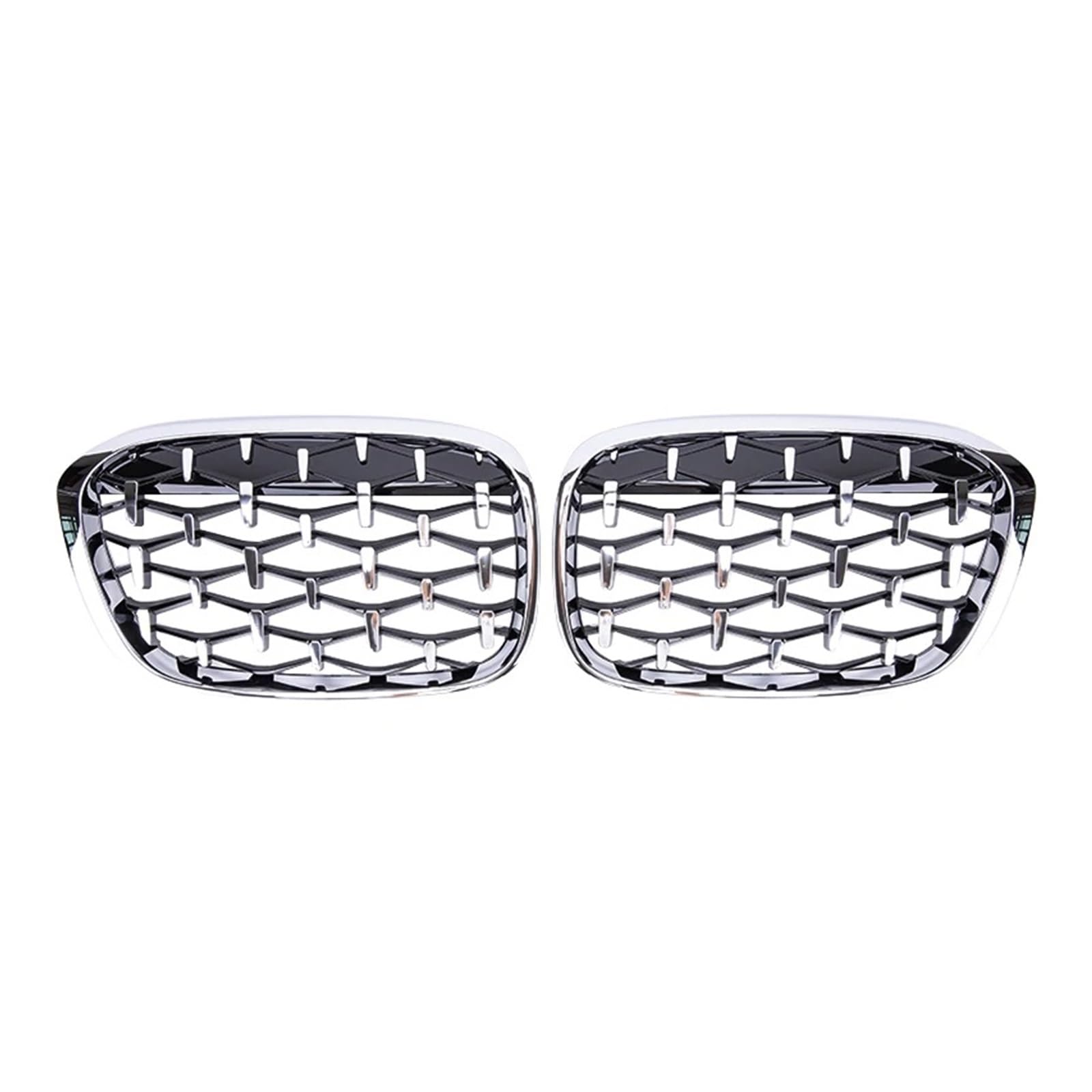 Front Kühlergrille Für Für X1 F48 F49 2016-2019 Auto Diamant Front Niere Grill Racing Grill Glanz Schwarz Grills Zubehör Grills Auto Styling Gitter Auto Frontgrill(Full Silver) von DUDUYANG