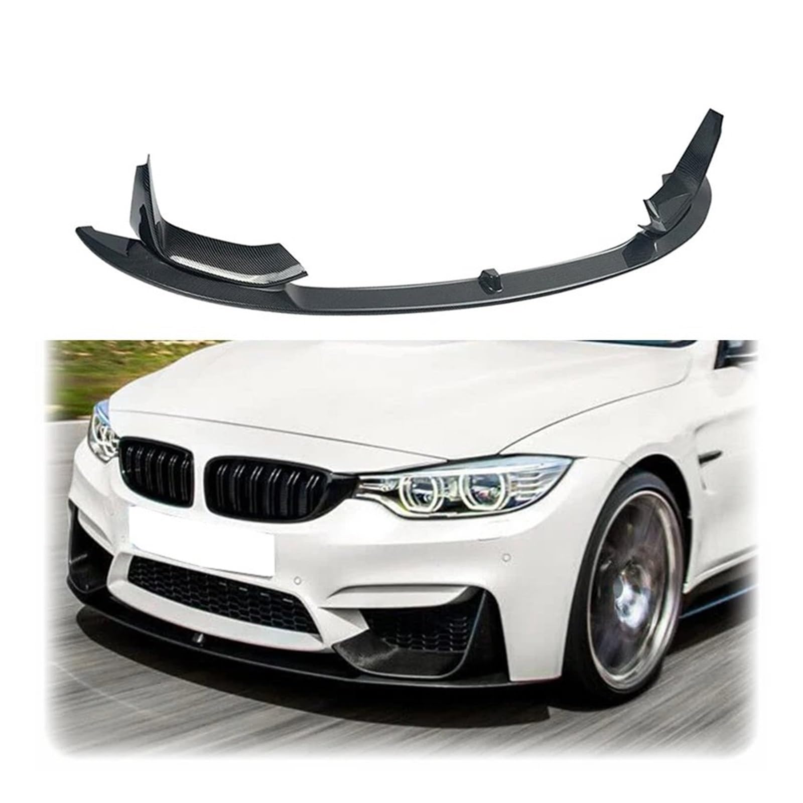 Frontstoßstange 4X Für F80 Für M3 Für M4 F82 Für MP Stil 2014 15 16 17 18 19 2020 Auto Vorne Lip Spoiler Glänzend Schwarz Oder Carbon Fiber Look ABS Front Spoiler Lippe(Kohlefaser-Optik) von DUDUYANG