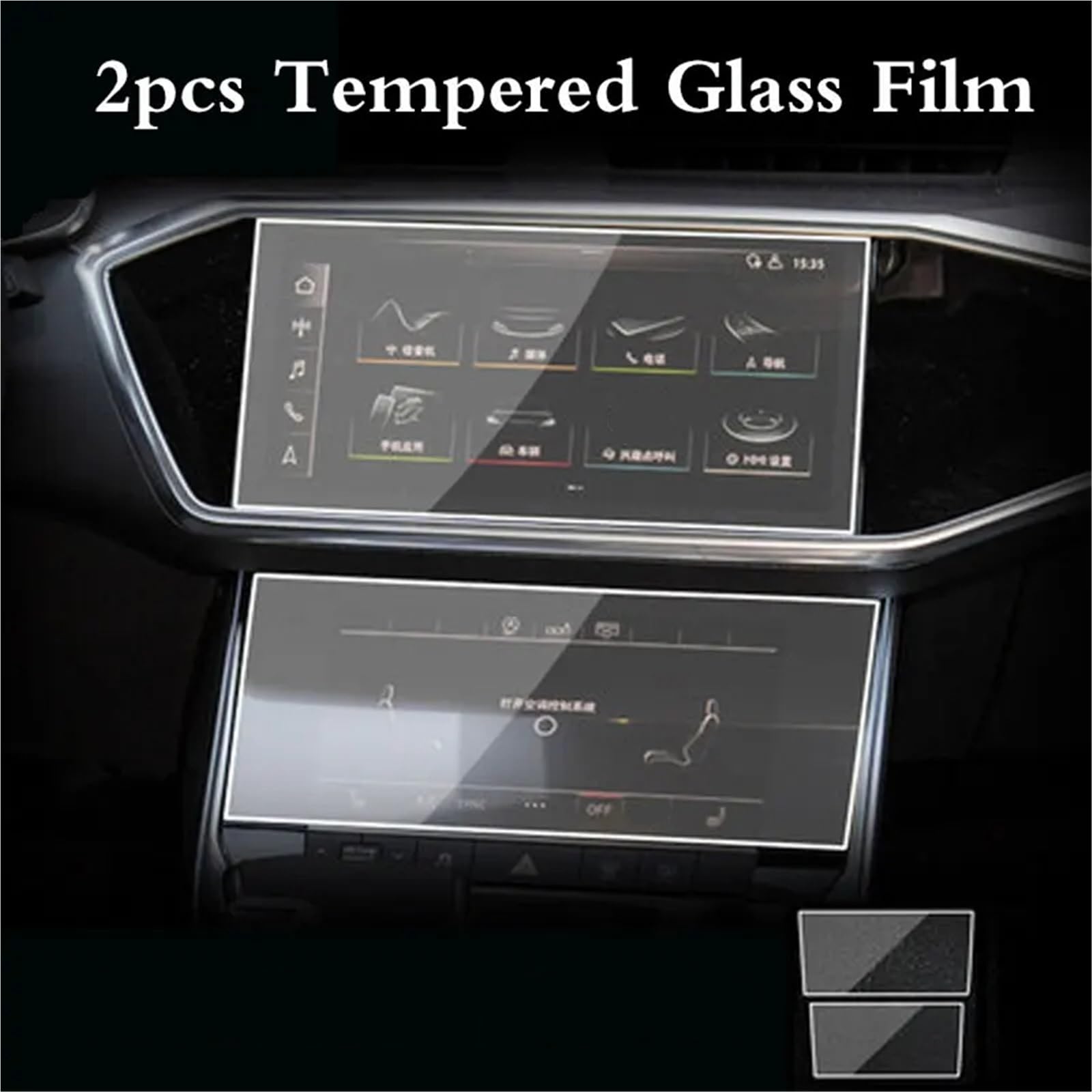 GPS-Displayschutz Für A6 Für A7 2019 2020 Auto GPS Navigation Screen Protector Auto Innen Bildschirm Schützen Zubehör Gehärtetem Glas Film Displayschutzfolie(Up and down) von DUDUYANG