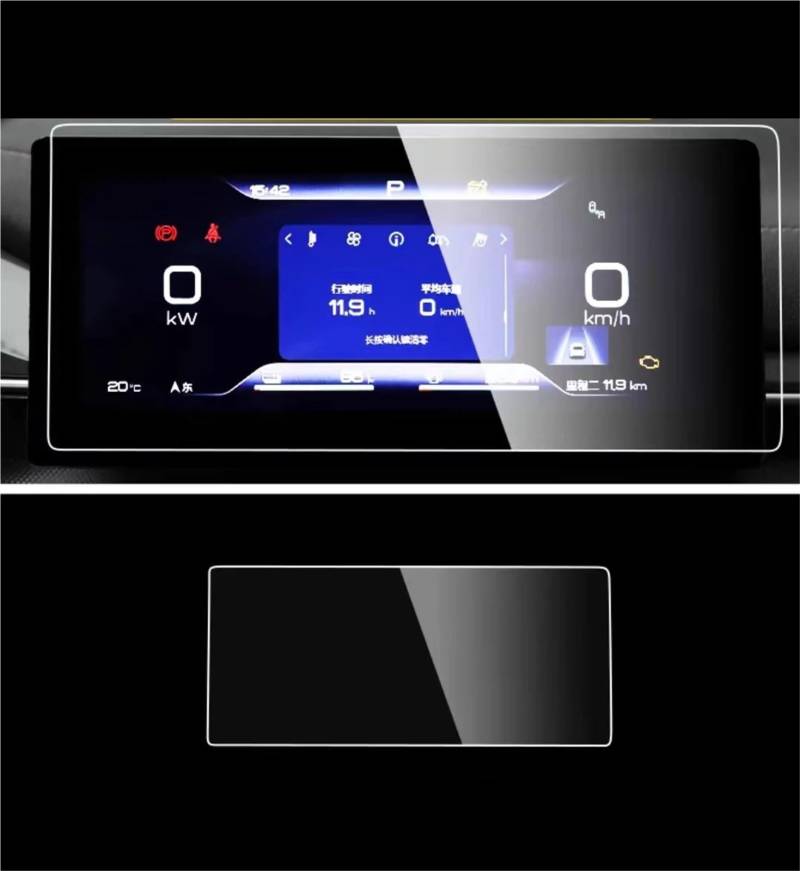 GPS-Displayschutz Für BYD Für CHAZOR 2024 2023 2022 Auto 12,8 Zoll GPS Navigation Center Touch Und Dashboard Gehärtetem Glas Screen Protector Film Displayschutzfolie(Dashboard) von DUDUYANG