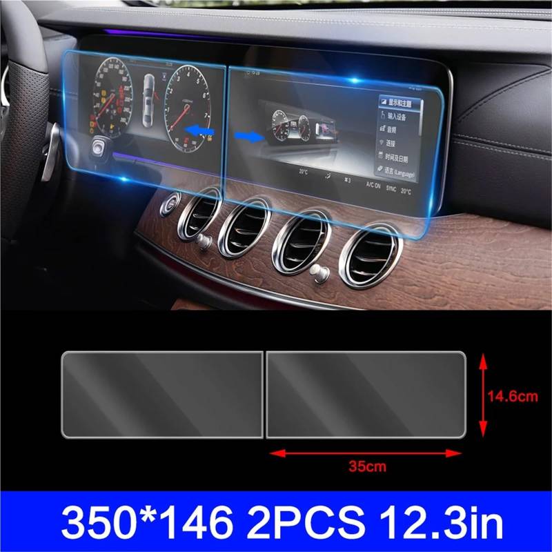 GPS-Displayschutz Für Benz Für E Klasse Für W212 Für W213 Für E200 Für E220 Auto GPS Navigation LCD Bildschirm Gehärtetes Glas Schutz Film Anti Scratch Displayschutzfolie(350x146 2PCS 12.3in) von DUDUYANG