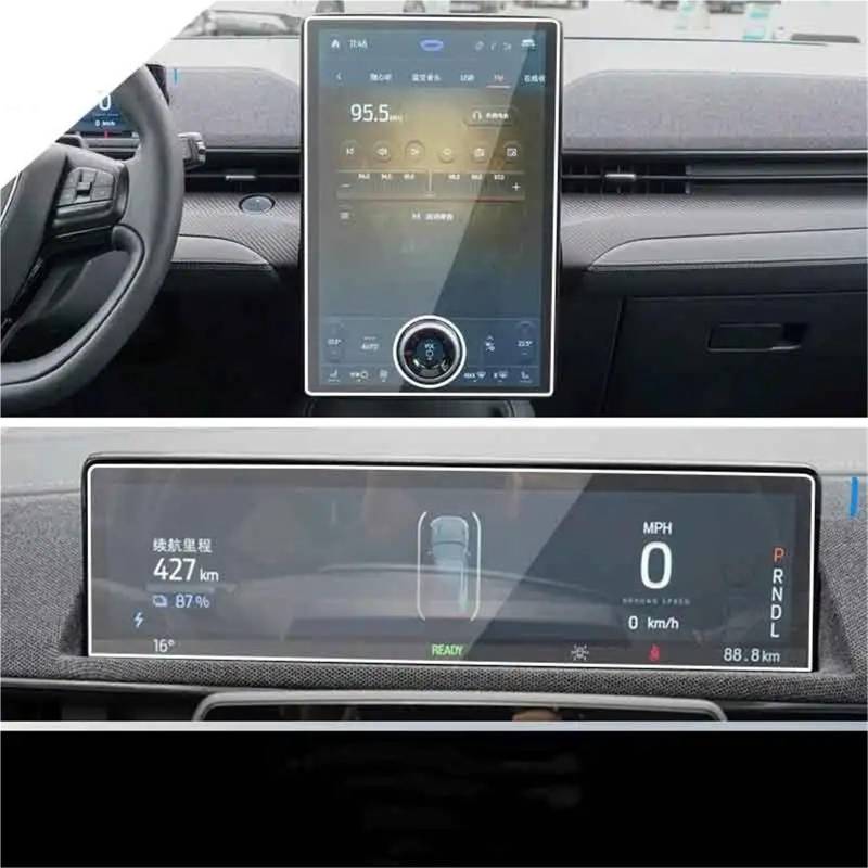 GPS-Displayschutz Für Ford Für Mustang Für Mach-E 2021 2022 Navigation GPS LCD-Dashboard Gehärtetes Glas Schutz Anti-Scratch HD Bildschirm Schutz Film Displayschutzfolie(2pcs Sets) von DUDUYANG