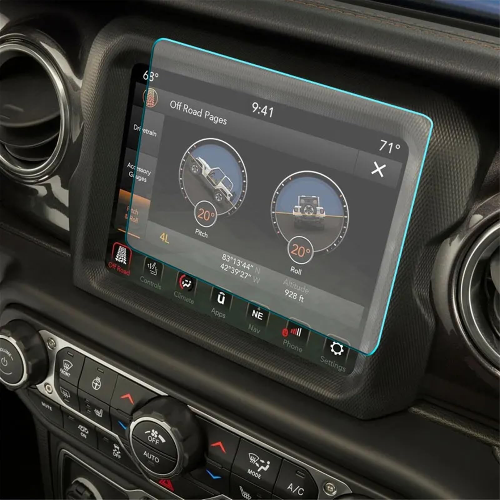 GPS-Displayschutz Für Jeep Für Wrangler JL Für Gladiator JT 2018 2019 2020 2021-2023 8,4 Zoll Auto Navigation Touch Screen Protector Auto Innen Gehärtetes Glas Film Displayschutzfolie von DUDUYANG