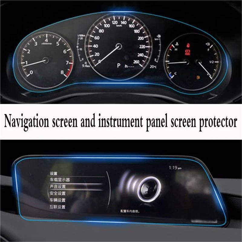 GPS-Displayschutz Für Mazda 3 8,8 Zoll 2019 2020 2021 GPS Navigation Gehärtetem Glas Display-schutzfolie Instrument Panel Schutz Film Displayschutzfolie(Instrument and GPS) von DUDUYANG