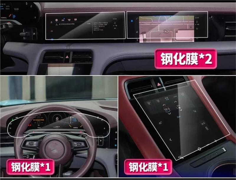 GPS-Displayschutz Für Taycan 2020 2021 2022 Auto LCD GPS Navigation Gehärtetes Glas Und Dashboard Screen Film Schutz Displayschutzfolie(4 Stück) von DUDUYANG