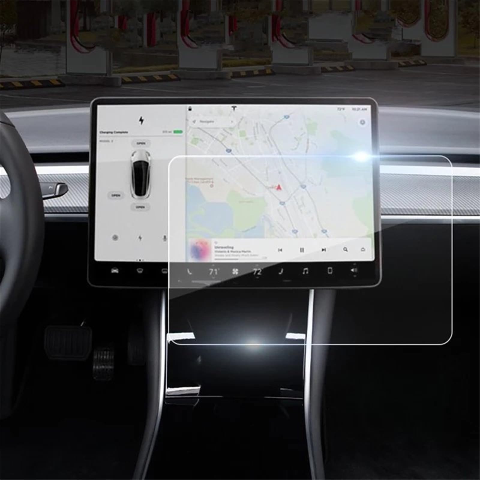 GPS-Displayschutz Für Tesla Für Modell 3 Für Modell 3 / Y 2021 Zubehör Navigator Touch Display HD Film 15 Zoll Auto Bildschirm Gehärtetes Glas Schutz Film Displayschutzfolie(Anti-Blu-ray 15Inch) von DUDUYANG