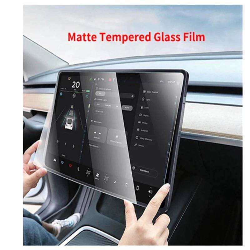 GPS-Displayschutz Für Tesla Für Modell 3 Y 2023 2022 2021 Center Control Navigation Film Auto Ändern Zubehör 9H Matte Gehärtetem Glas Screen Protector Displayschutzfolie(Matte) von DUDUYANG