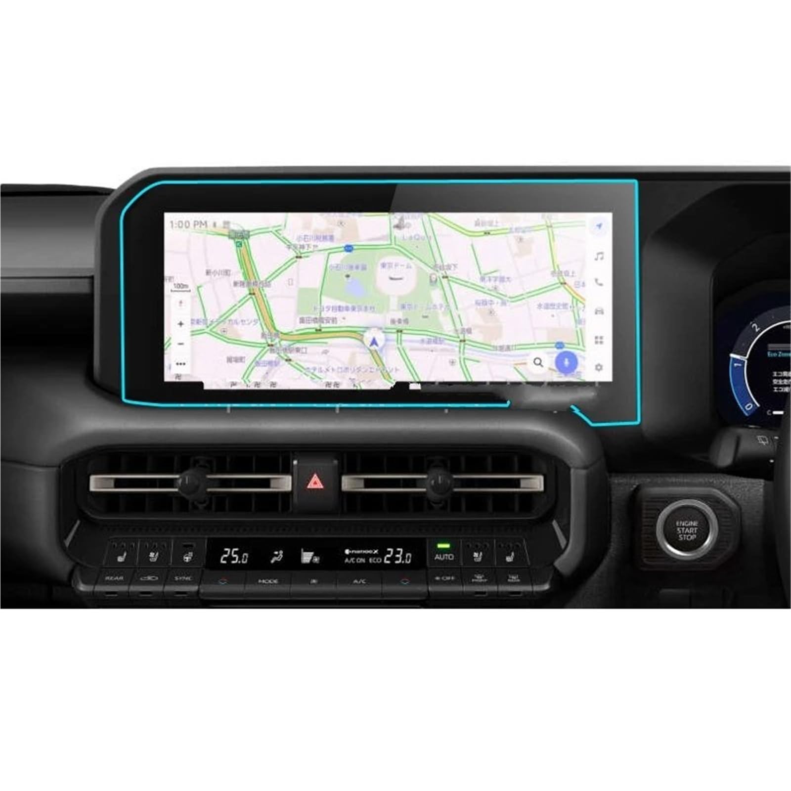 GPS-Displayschutz Für Toyota Für Land Für Cruiser 250 2024 12,3 Zoll Auto Infotainment GPS Navigation Display Auto Gehärtetem Glas Screen Protector Displayschutzfolie(Right Hand Drive) von DUDUYANG