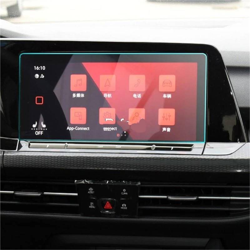 GPS-Displayschutz Für VW Für Golf 8 2021 Auto Radio GPS Navigation Bildschirm Abdeckung Gehärtetem Glas Screen Protector Film Displayschutzfolie(No USB Hole) von DUDUYANG