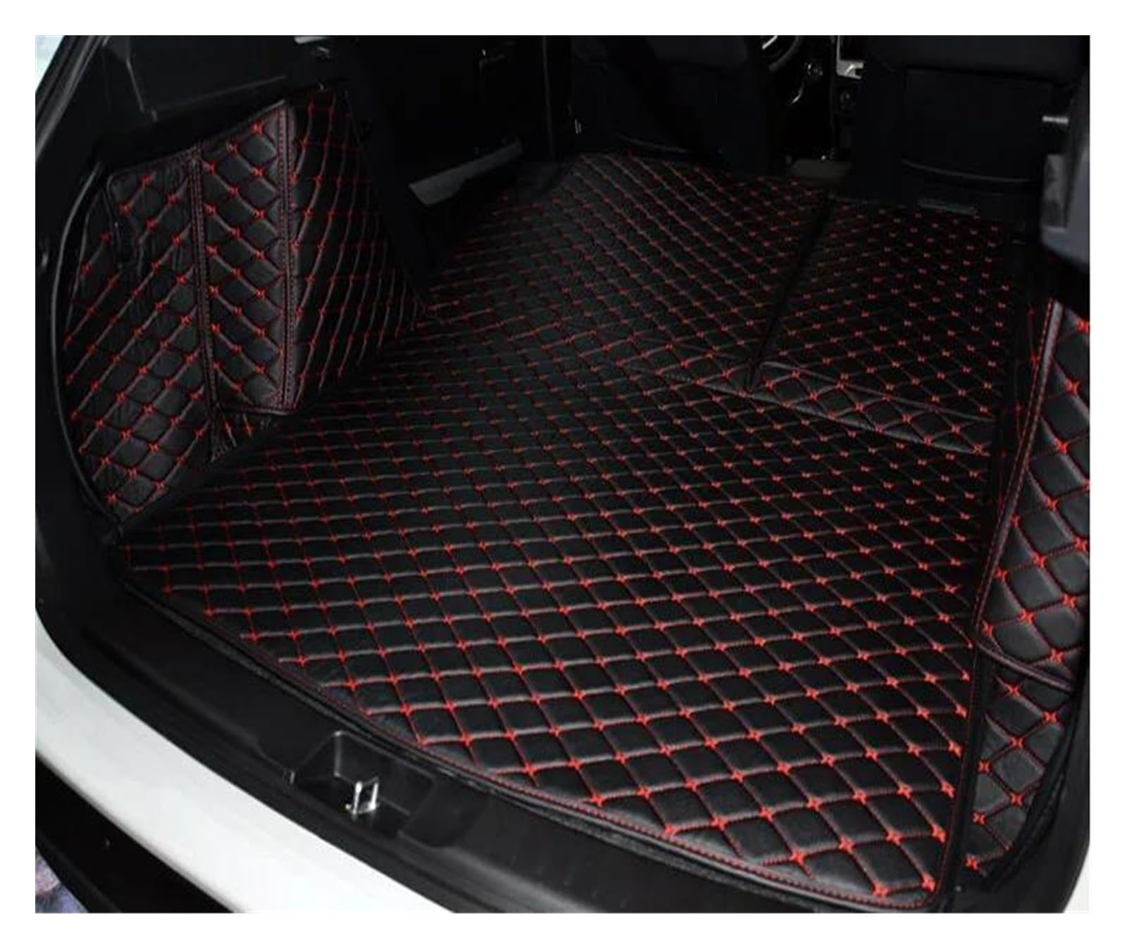 Kofferraum Schutzmatte Kofferraumwanne Set Auto-Kofferraummatte Cargo-Liner Leder Für Suzuki Für Vitara 2015 2016 2017 2018 2019 5D Teppich Teppich Innenausstattung(Black red Wire) von DUDUYANG