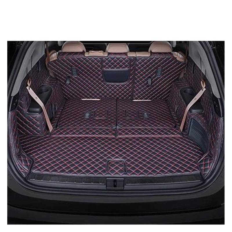 Kofferraum Schutzmatte Kofferraumwanne Set Auto Stamm Matte Leder Für Benz Für GLB 2020 7 Sitze Cargo-Liner Auto Zubehör Innen Boot(Black red) von DUDUYANG