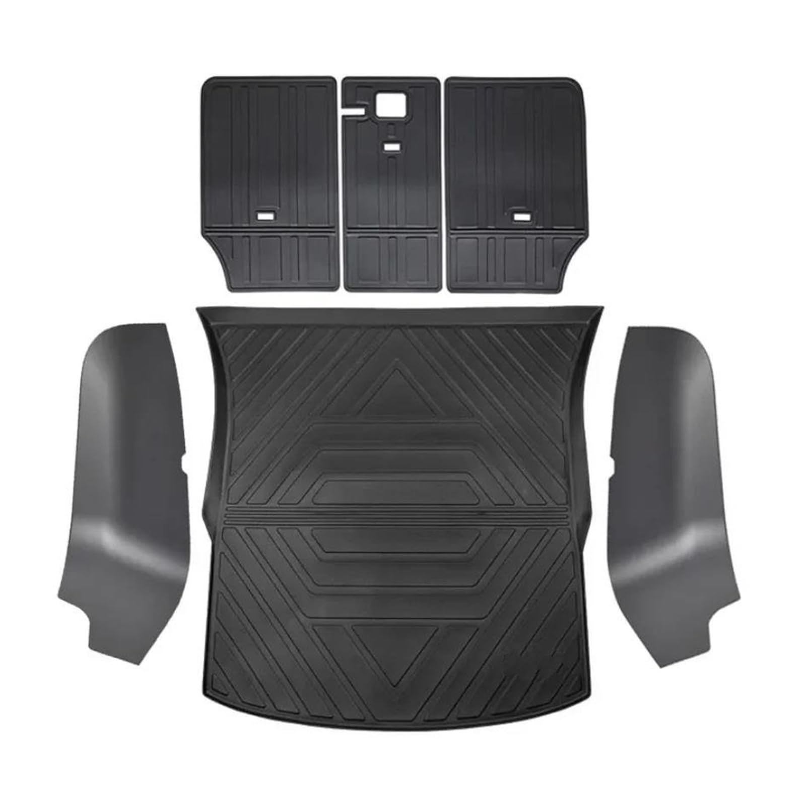 Kofferraum Schutzmatte Kofferraumwanne Set Für Tesla Für Modell Y Kofferraummatten Hinten Cargo Liner Boot & Seatback Teppich Schutz Sitz Zurück Abdeckung Alle Wetter(Trunk 3 Kits) von DUDUYANG