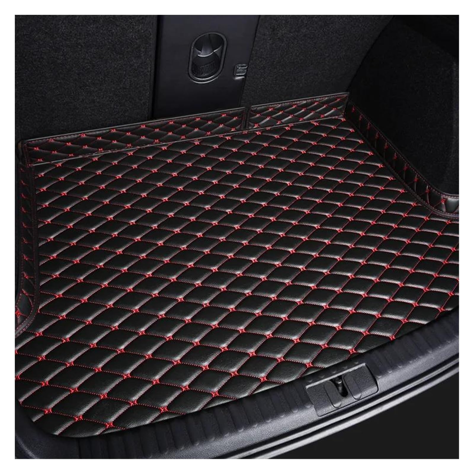 Kofferraum Schutzmatte Kofferraumwanne Set Für VW Für Golf 2008 Auto Kofferraummatte Leder Maßgeschneiderte Autozubehör Innendetails Teppich(Black red) von DUDUYANG