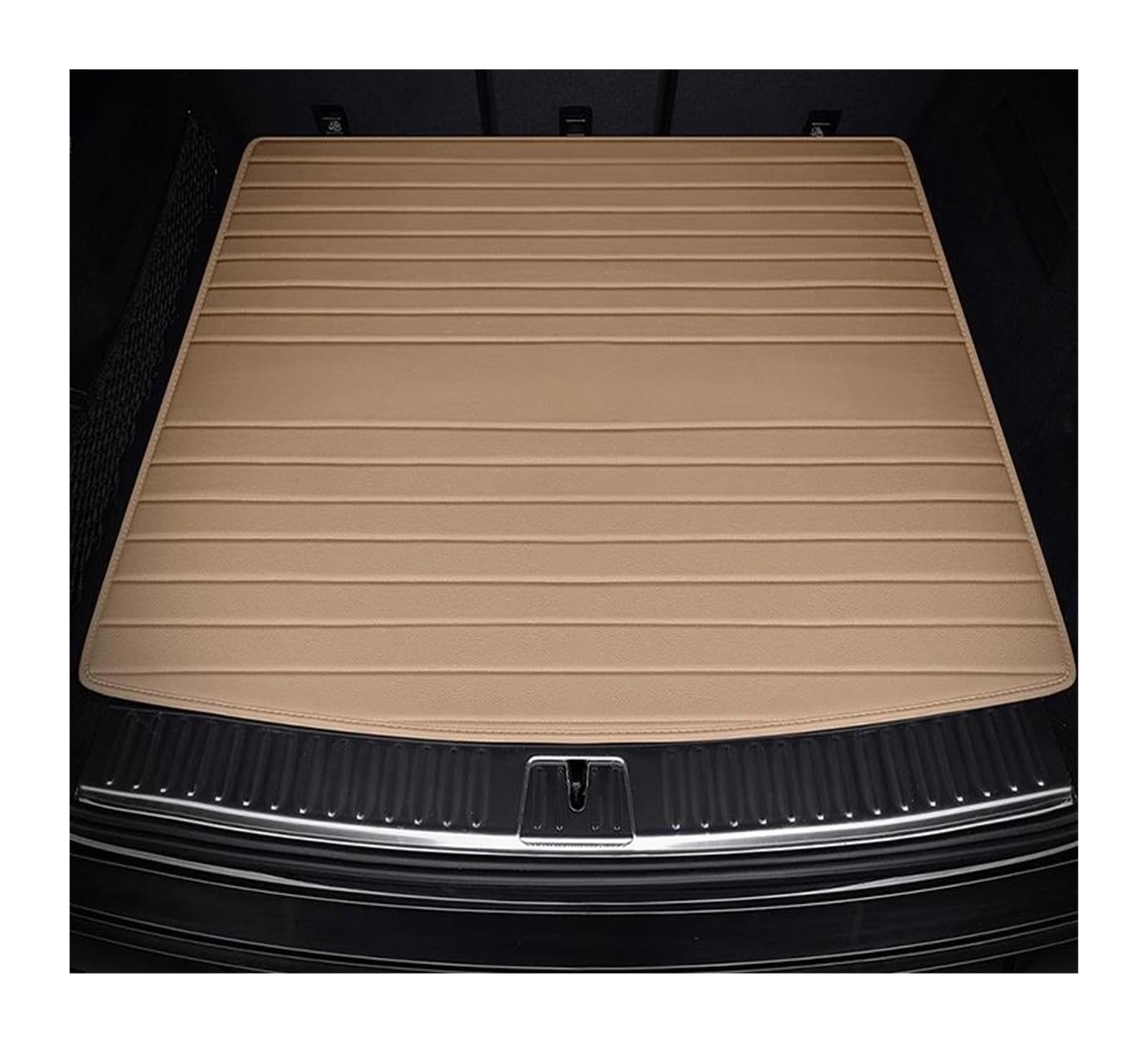 Kofferraum Schutzmatte Kofferraumwanne Set Gestreifte Leder-Kofferraummatte Für VW Für Passat B5 B6 B7 2011-2012 2013 2014 2015 Zubehör Innendetails Teppich(Beige,2019-2022) von DUDUYANG