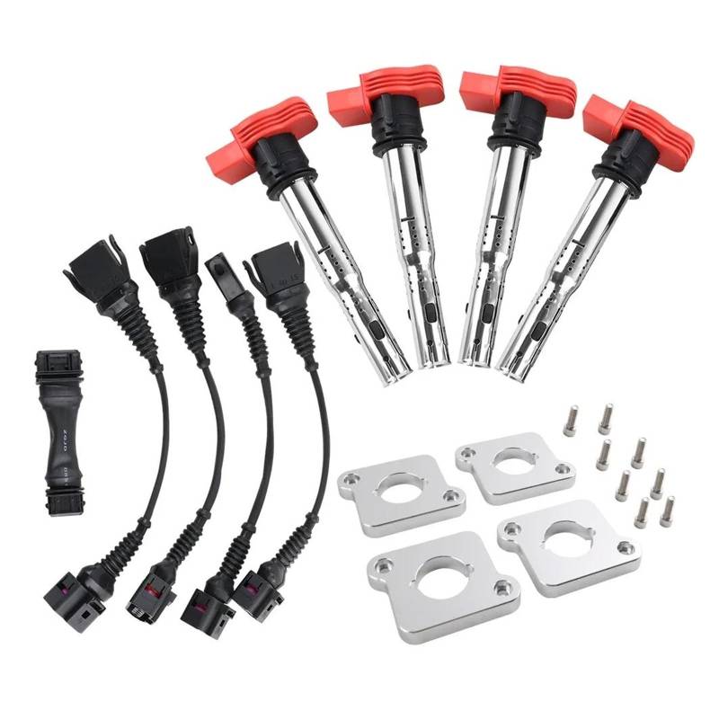 Zündmodul Stabzündspule Ganzes Set 2,0 T Zündspule ICM Harness R8 Coilpack Platten Coil Pack Set 97-99,5 1,8 T Für B5 Für A4 Für 3 Zu 4 Kontakte(Silber) von DUDUYANG