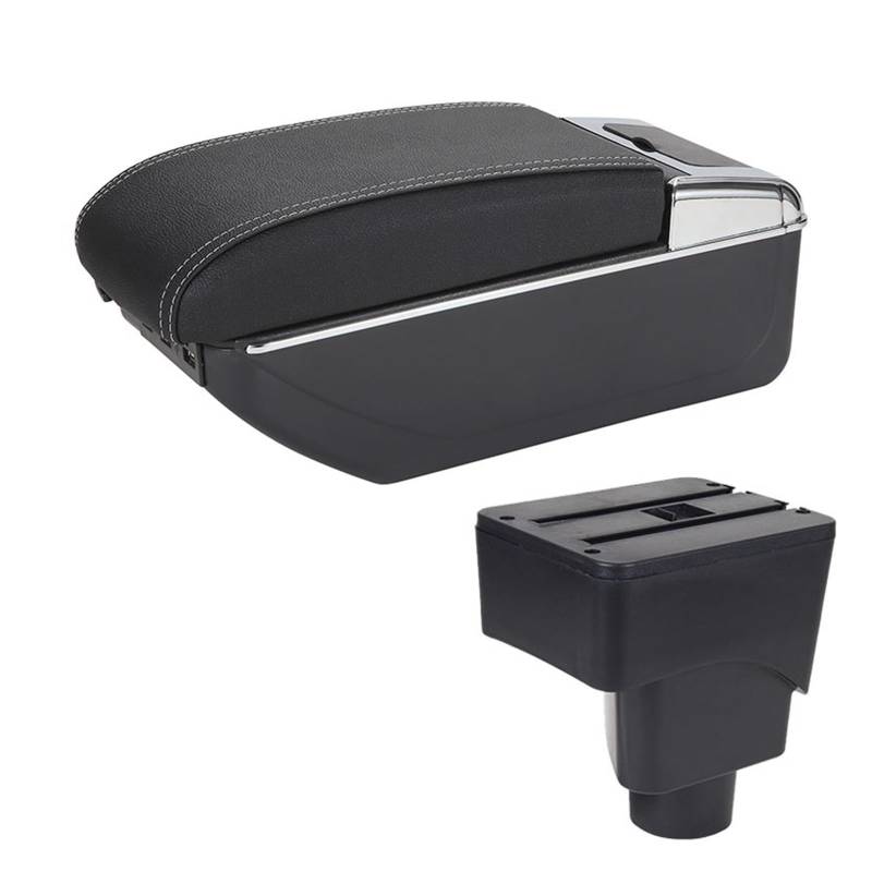 Auto-Armlehnenbox Armlehne für Ford für EcoSport Auto Armlehnenbox Innendetails Nachrüstung Autozubehör Center Storage Box Center Console 2013-2018(B3 Black white 7USB) von DUEYUU