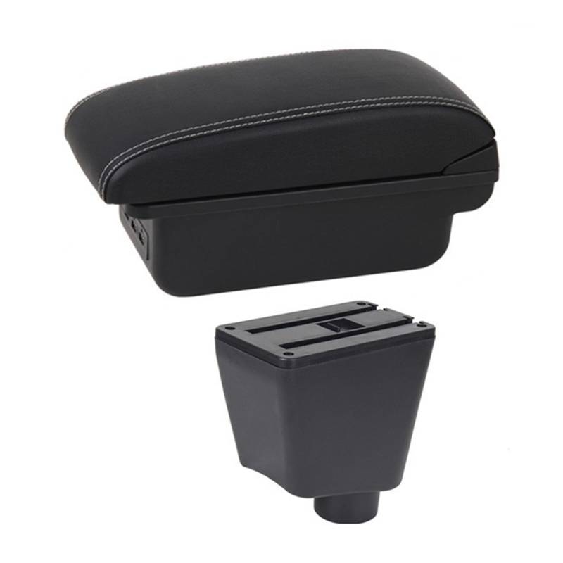 Auto-Armlehnenbox Auto Armlehne Box Für Renault Für Clio Für Captur Clio1 Clio2 Clio3 Für Captur Leder Arm Rest Konsole Lagerung USB Zubehör(C1 White Line) von DUEYUU