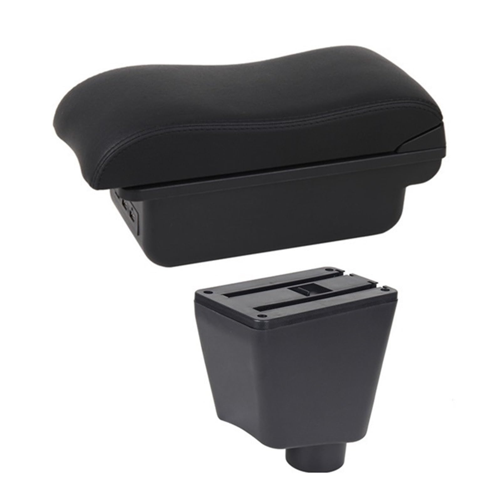 Auto-Armlehnenbox Auto Armlehne Box Für Renault Für Clio Für Captur Clio1 Clio2 Clio3 Für Captur Leder Arm Rest Konsole Lagerung USB Zubehör(C2 Black Line) von DUEYUU