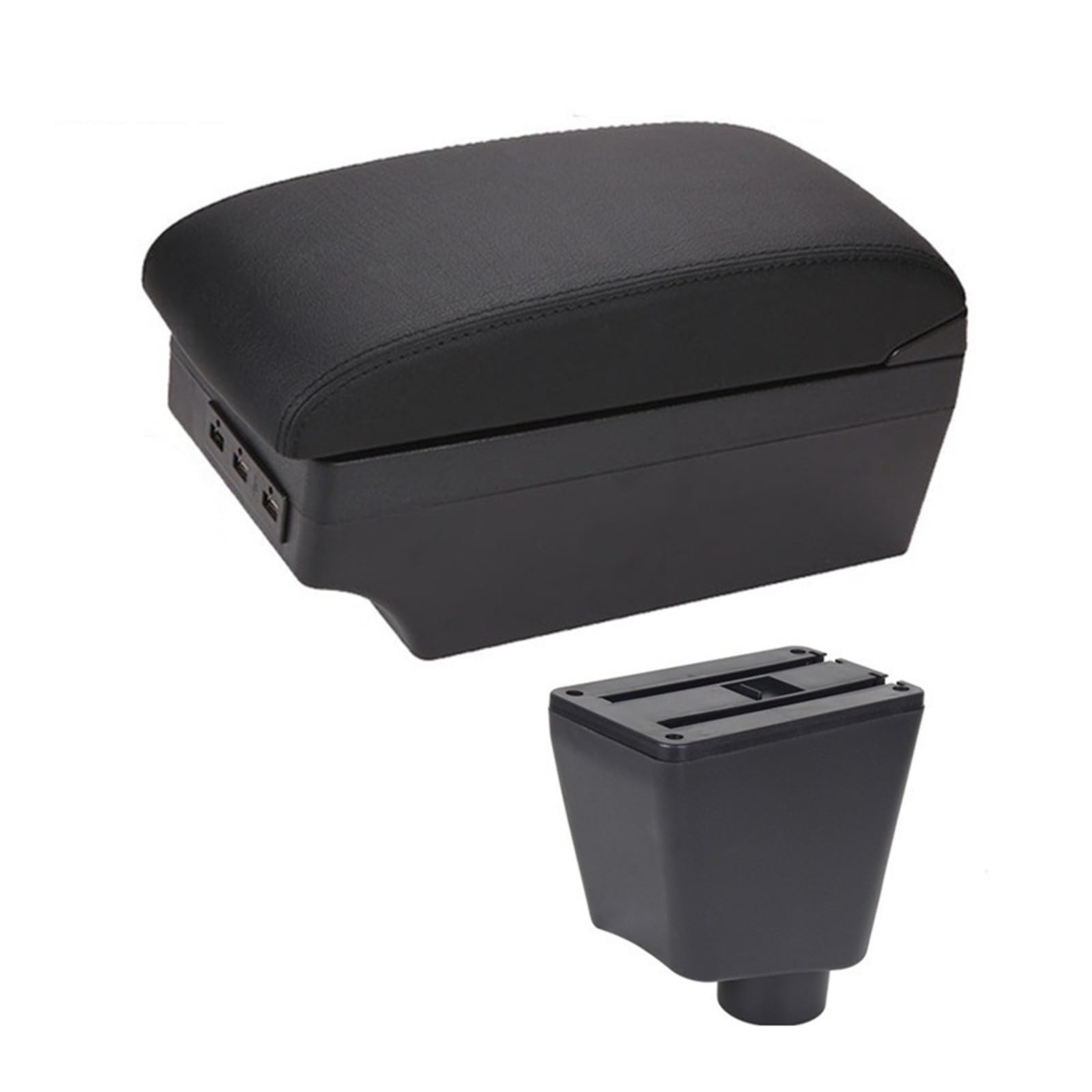 Auto-Armlehnenbox Auto Armlehne Box Für Renault Für Clio Für Captur Clio1 Clio2 Clio3 Für Captur Leder Arm Rest Konsole Lagerung USB Zubehör(E1 Black Line) von DUEYUU