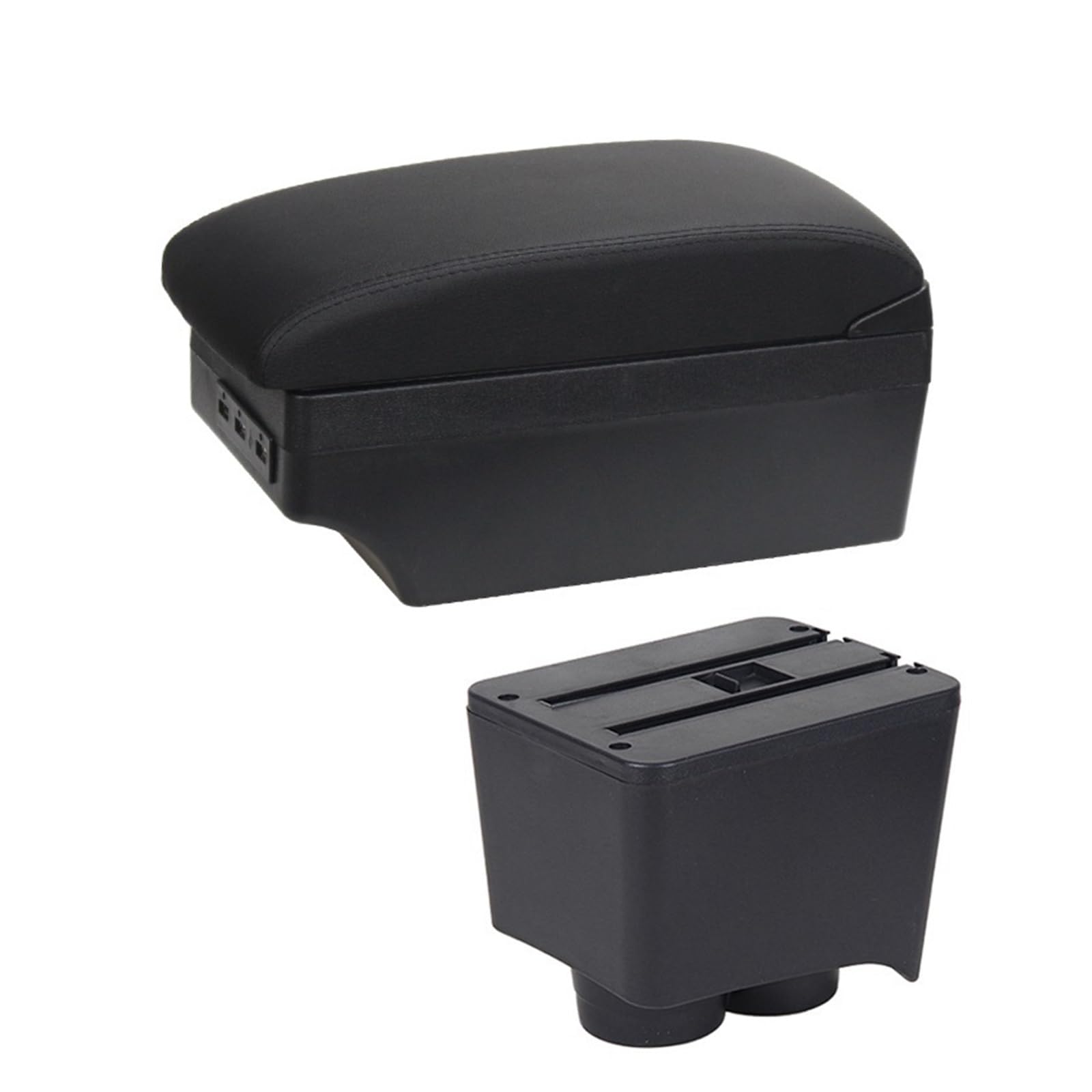 Auto-Armlehnenbox Für Volkswagen für Polo Für VW für Polo 9N Auto Armlehne Box 2002-2009 Spezielle Nachrüstung Innendetails Groß für Platz Aschenbecher USB(A2 Black line 7USB) von DUEYUU