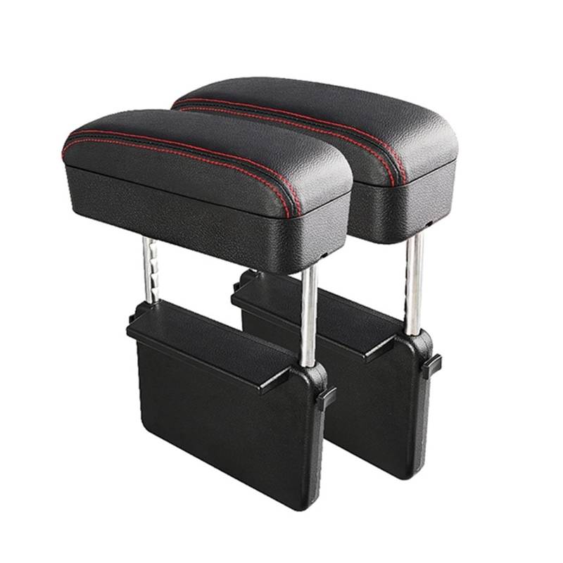 Auto-Armlehnenbox Universal-Armlehnenbox fürs Auto, Ellenbogenstütze, verstellbare Armlehne für die Mittelkonsole im Auto, Auto-Styling, Auto für Sitzlücken-Organizer, Armlehnenbox(2 sets Black Red) von DUEYUU