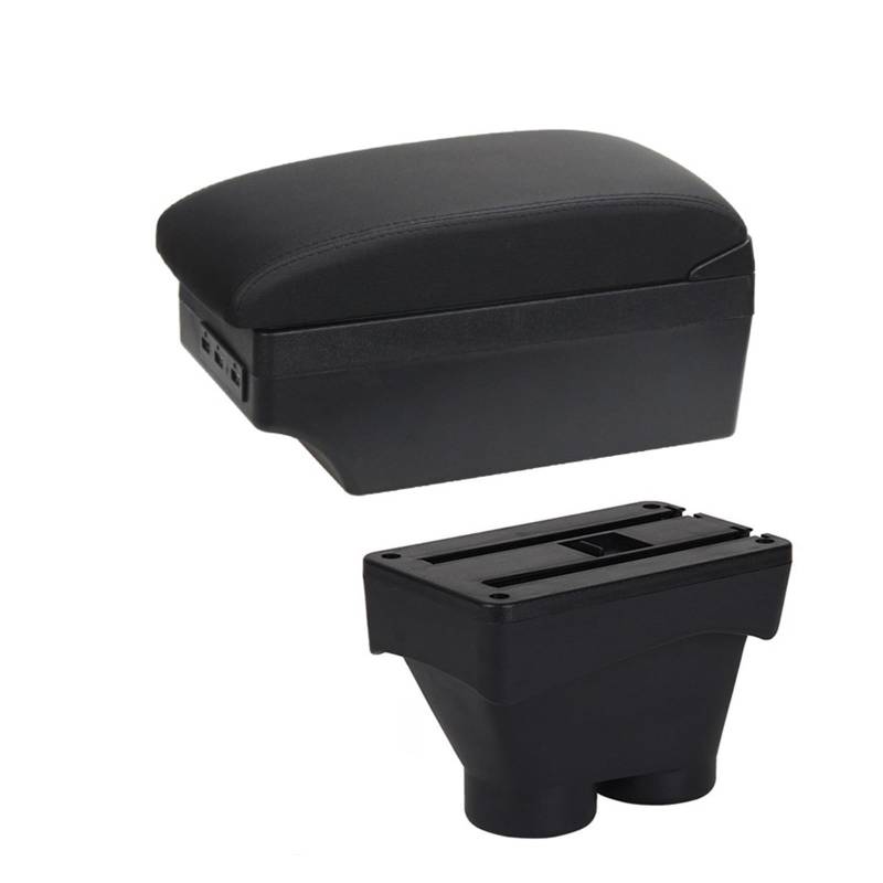 DUEYUU Auto-Armlehnenbox Armlehnenbox Zubehör Nachrüstteile Innendetails Doppelschicht Groß für Platz Aschenbecher 2012-2021 USB-Schnittstelle Für Peugeot 208(A2 Black line 7USB) von DUEYUU