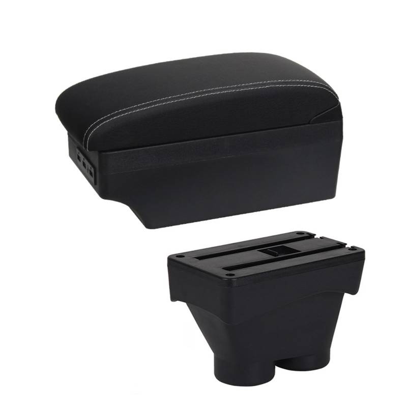 DUEYUU Auto-Armlehnenbox Armlehnenbox Zubehör Nachrüstteile Innendetails Doppelschicht Groß für Platz Aschenbecher 2012-2021 USB-Schnittstelle Für Peugeot 208(A3 Black White 7USB) von DUEYUU