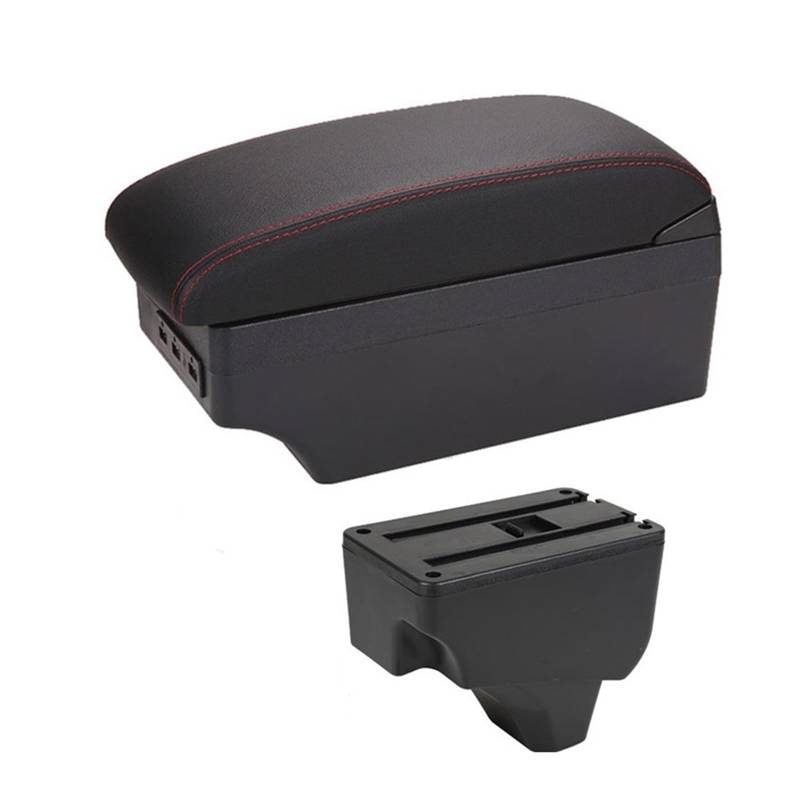 DUEYUU Auto-Armlehnenbox Armlehnenbox für Peugeot 2008 Für Peugeot 208 2019 2020 2021 Auto Zentrale Lagerung USB Armlehne Zubehör(E1 Red Line) von DUEYUU