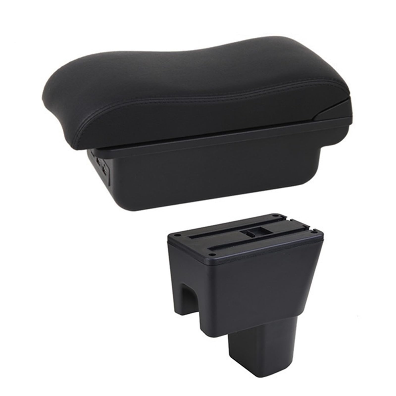 DUEYUU Auto-Armlehnenbox Auto Armlehne Box für Suzuki Celerio Arm Rest In Auto Center Storage Box für Celerio PU Leder Led SUB Zubehör(C2 Black Line) von DUEYUU