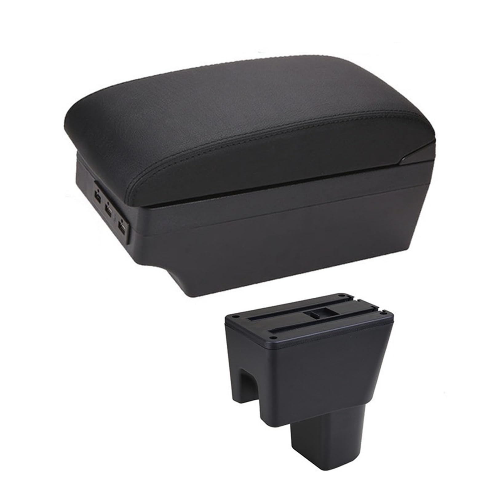 DUEYUU Auto-Armlehnenbox Auto Armlehne Box für Suzuki Celerio Arm Rest In Auto Center Storage Box für Celerio PU Leder Led SUB Zubehör(E1 Black Line) von DUEYUU